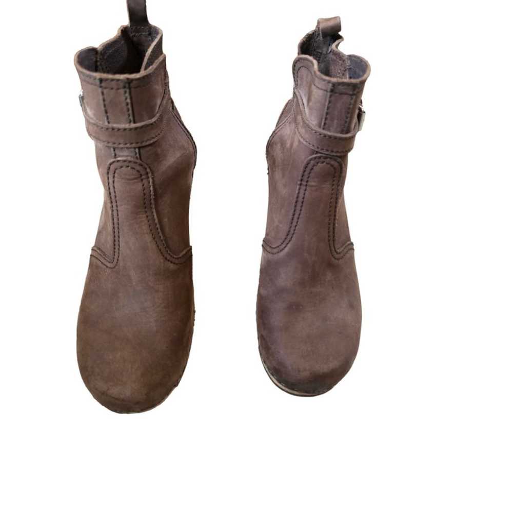Women's Swedish Hasbeens Toffel Brown Ankle Boots Size 10